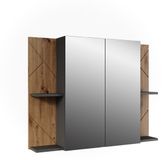 Vicco Badkamer spiegelkast Irma, Antraciet/Goudkleurig Eiken, 100 x 75 cm met 2 deuren