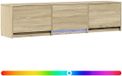 vidaXL Meuble TV avec éclairage LED, 165 x 34 x 40 cm, chêne Sonoma