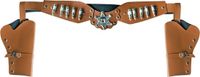Boland Cowboyholster dubbel Sheriff, lengte 125 cm, bruin-zilver