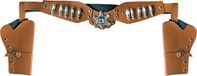 Boland Cowboyholster dubbel Sheriff, lengte 125 cm, bruin-zilver