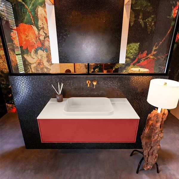 Mondiaz ERIN 100cm badmeubelset onderkast Fire met lade en wastafel Linen