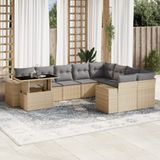 Maison Exclusive - Ensemble de jardin, composé de 10 pièces avec coussins, couleur : beige, matériau : polyrotin