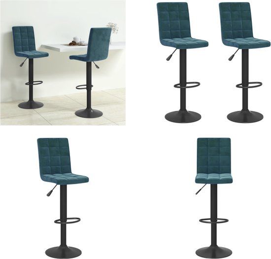 vidaXL Barkrukken - 2 stuks - Fluweel - Blauw