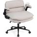 Costway Chaise de bureau à roulettes avec accoudoirs rabattables, fauteuil ergonomique avec hauteur réglable, dossier basculant et siège rembourré, pour coiffeuse salon bureau, charge 150kg, beige