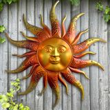 Metal Sun Wall Art Decor-17.3 inches Rustic Retro Metal Sun Hanging Decoration for Indoor Outdoor,Gift for Mom Dad Friends(Gold)
