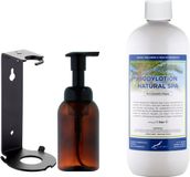 Claudius Cosmetics B.V. Claudius Zeepdispenser 300 ml amber bruin hervulbaar + 1 liter Bodylotion Natural Spa navulling (inclusief beugel)