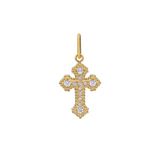 Lucardi Dames Stainless steel goldplated hanger kruis met zirkonia voor dames