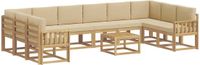 vidaXL - Bank loungeset - 10 zitplekken - Wit en Beige - Acacia hout