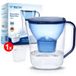 Watus Carafe filtrante bleue, contient 1 cartouche Watus | carafe filtrante (3,8 litres), filtration d'eau potable pour réduire le calcaire, le chlore, le plomb et le cuivre dans l'eau du robinet