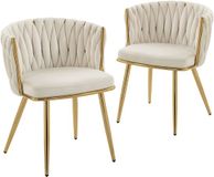 HOMCOM Eetkamerstoel Fluweel Crème Set van 2