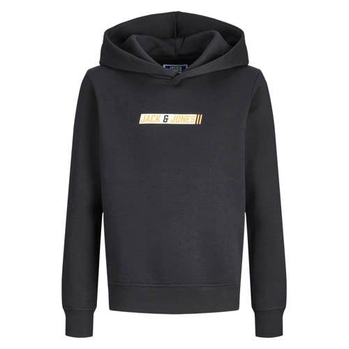 JACK&JONES JUNIOR JJMUNK SWEAT HOOD JNR Jongens Trui - Zwart - Maat 140