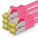 1aTTack.de CAT 7 LAN-kabel 0,25m 10Gbps S/FTP (5 stuks Magenta)