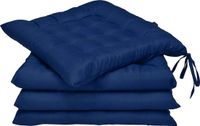 Beautissu Lea – Stoelkussens Eetkamer 40x40 cm – Set van 4 Zitkussen met Lint Blauw