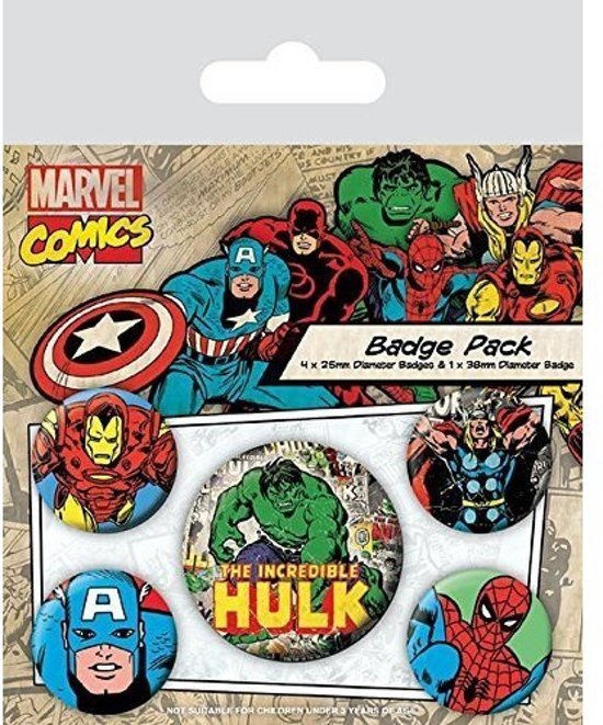 Marvel The Hulk Buttons - Marvel Badge Pack