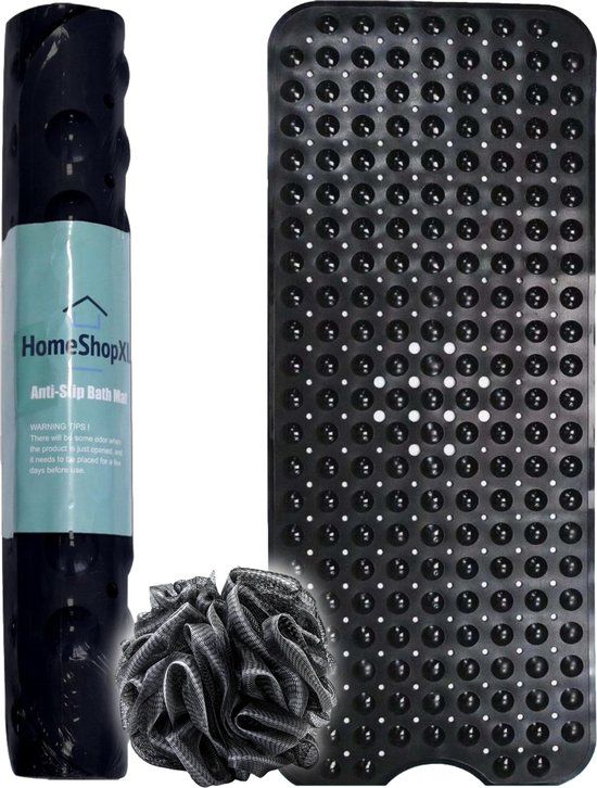HSXL The Original - Antislip Douchemat / Badmat Zwart 100x40CM - Rubber - Anti Slip