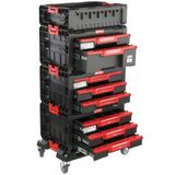 Set PRO Kit Set van 2 dubbele gereedschapsladen - 2 drievoudige gereedschapsladen op een platform met wielen + doos H 100,5 cm - Modulaire Garage Atelier