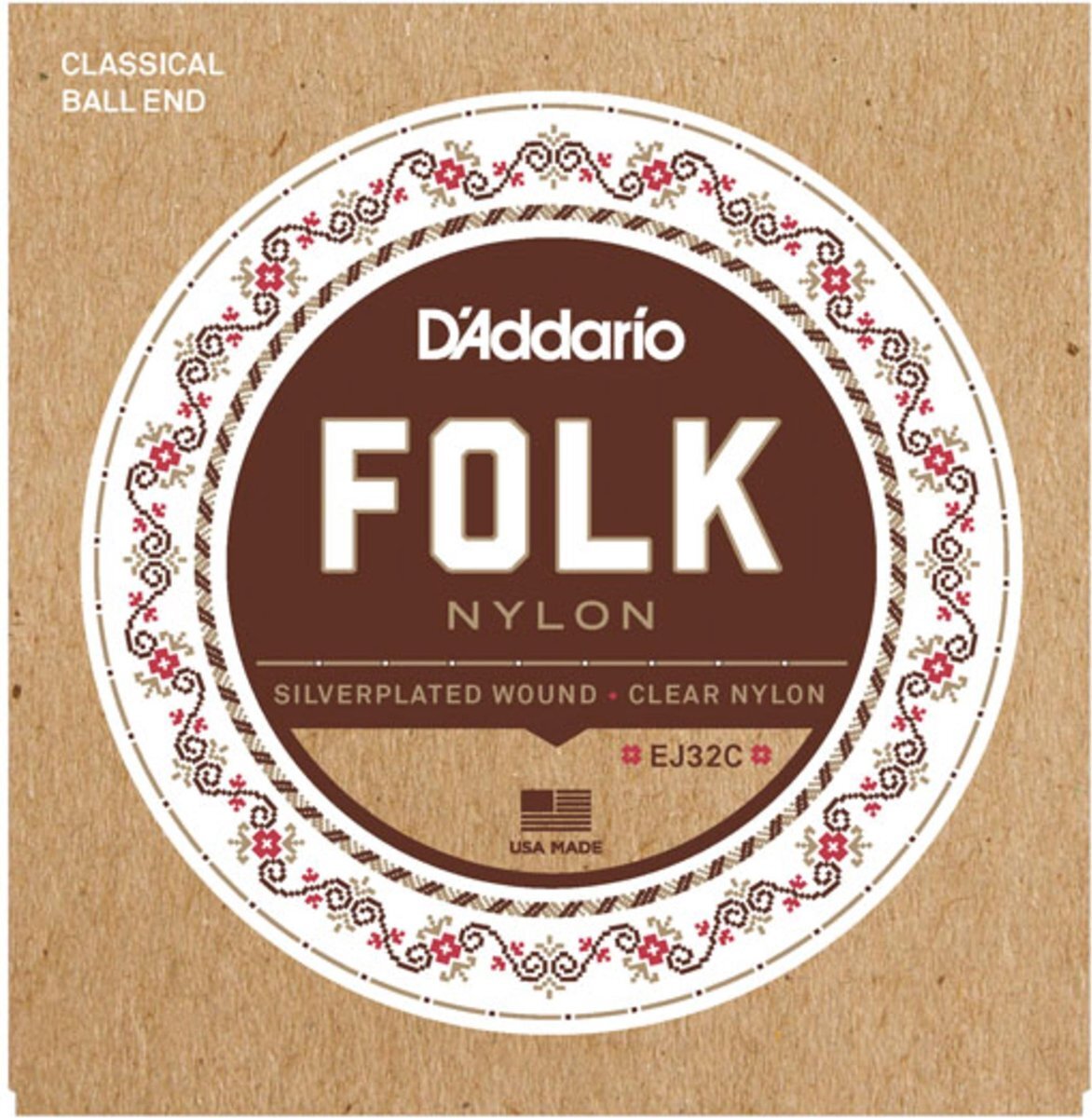 D'ADDARIO EJ32C Folk Nylon Strings Ball End