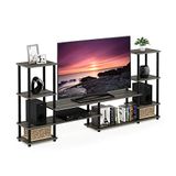 Furinno Turn-N-Tube Grote tv-standaard, tv-kast, tv-rek, console, Frans eiken/zwart, 197,1 (breedte) x 93 (hoogte) x 29,7 (diepte) cm