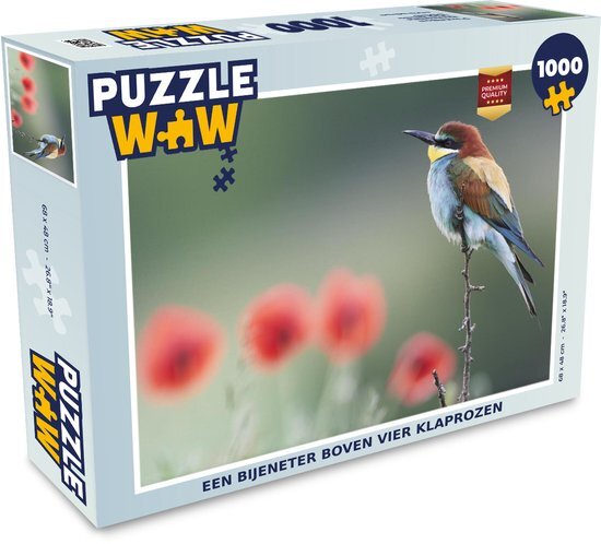 MuchoWow Puzzel Een Bijeneter boven vier klaprozen - Legpuzzel - Puzzel 1000 stukjes volwassenen