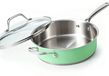 Poêle, 24 cm, vert menthe, acier inoxydable, avec couvercle, 2,5 litre