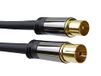 PremiumCord HQ-verbindingskabel van de tv-antenne, M/F, 75 Ohm (135 dB), 4x afgeschermd, metalen connector, lengte 3 m