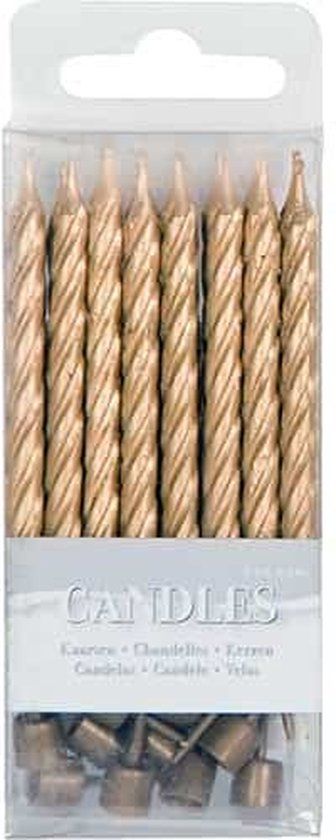 Folat - Taart kaarsjes goud 6 cm (16 stuks) - Verjaardag