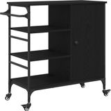 vidaXL Keuken Trolley Zwart Eiken 87.5 x 39 x 84.5 cm Bewerkt hout