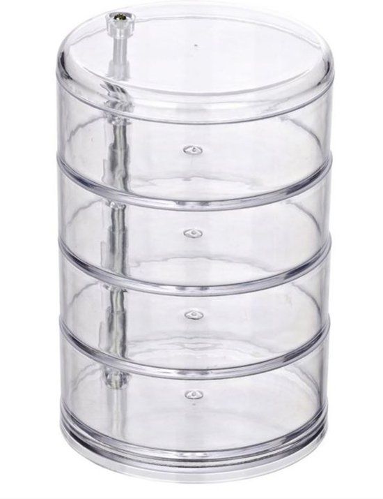 WENKO Cilinder Organizer met 4 Draaibare Vakken voor Kaptafel - Transparant Acrylaat