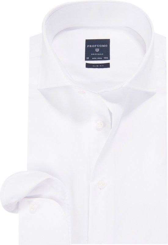 Profuomo Slim Fit Overhemd - Maat 45 - Wit - Heren