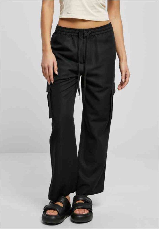 Urban Classics Viscose Straight Leg Cargobroek - Zwart - 3XL - Dames