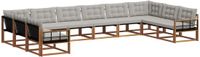 vidaXL - Dining loungeset - 10 zitplekken - Acacia hout - Naturel en lichtgrijs