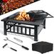 StarTech Vuurschaal 81 cm - Tuinvuurplaats - Bescherming tegen vonken en deksel - Grillrooster - Afdekking - Ontwerp met vier poten - Accessoire set met haak en tang