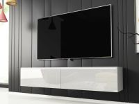 DUBAI Meuble TV-HiFi 2 portes battantes 140 cm blanc/blanc brillant