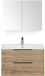 BES LED Seville Badmeubelset 80 cm - Natuur Eiken Edge Greep - Wastafel Enjoy met Spiegelkast