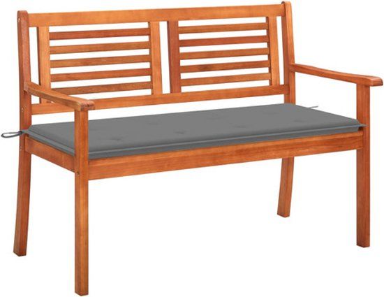 vidaXL Tuinbank 2-zits met kussen 120 cm massief eucalyptushout