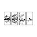 Stijlvol zwart decoratief metalen wandaccessoire (4 stuks), 34 x 70 cm, 100% metaal, 1,5 mm dik, perfect voor moderne woondecoratie en kunstdisplay