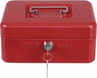 Amig Geldkistje met 2 sleutels - rood - staal - muntbakje - 15 x 11 x 7 cm - inbraakbeveiliging