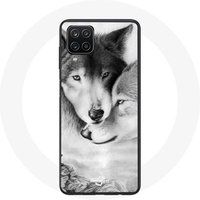 Maniacase Etui voor Samsung Galaxy A12 Wolf Duo dieren