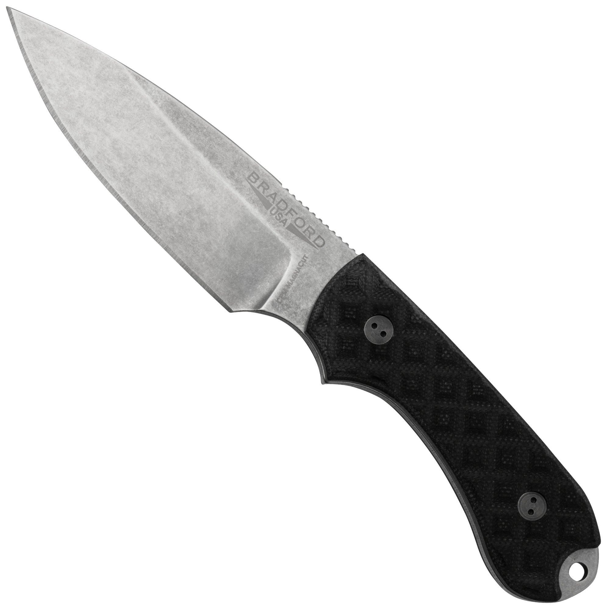 Bradford Knives Guardian 3 - Textured Black G-10 - CPM-Magnacut - Sabre Grind - Stonewash Finish
