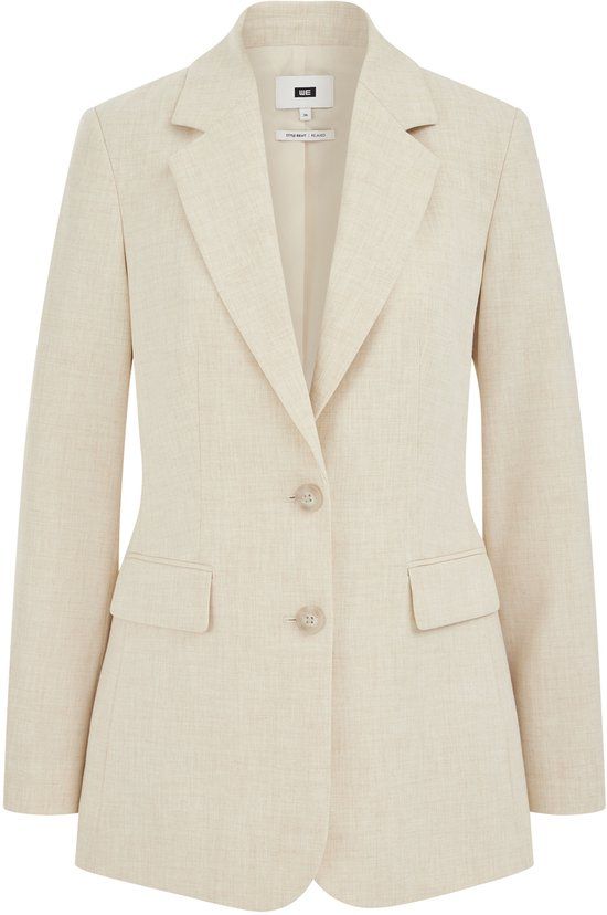 WE Fashion Dames regular fit gemêleerde blazer beige