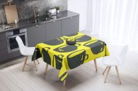 Bonamaison Tafelkleed, Anti-Mold, Sneldrogend, Waterdicht, 100% Polyester Tafellaken, Neon Geel, Rook, 140 x 140 Cm