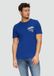 s.Oliver Heren Katoenen T-shirt met voorprint en slubtextuur - M - Oceaanblauw