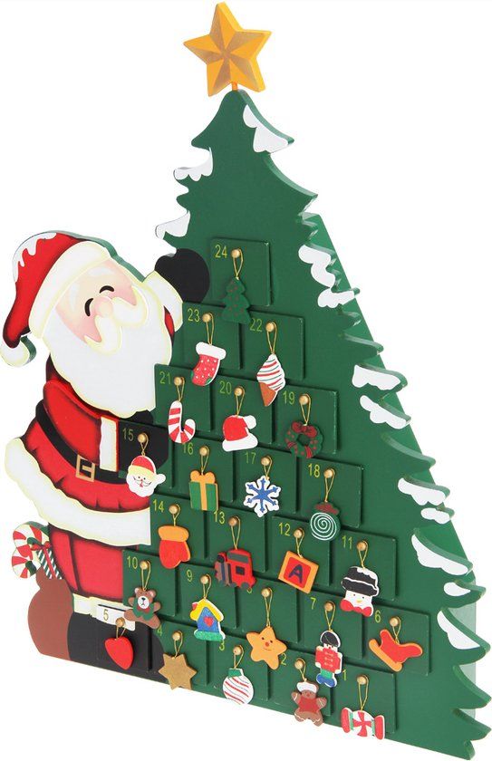 Spielwerk Adventskalender Kestman - 24 Lades Hout 52x39x6cm - Groen