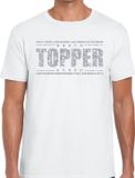Bellatio Decorations Shoppartners Bv Wit Topper shirt in zilveren glitter letters heren - Toppers dresscode kleding L