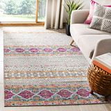 SAFAVIEH Modern chic tapijt voor woonkamer, eetkamer, slaapkamer - Madison Collection, laagpolig, grijs en ivoor, 91 x 152 cm