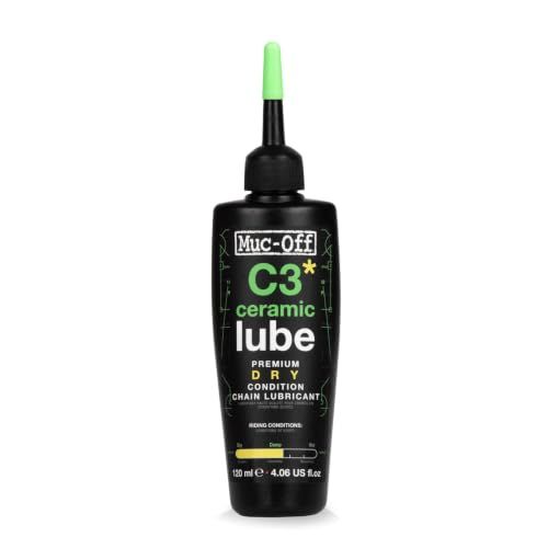 Muc-Off C3 Dry Chain Lube, 120ml - Ceramic Bike Lube, Bike Chain Oil, Chain Wax for Wet Weather Conditions - Bike Lubricant and Bicycle Chain Oil