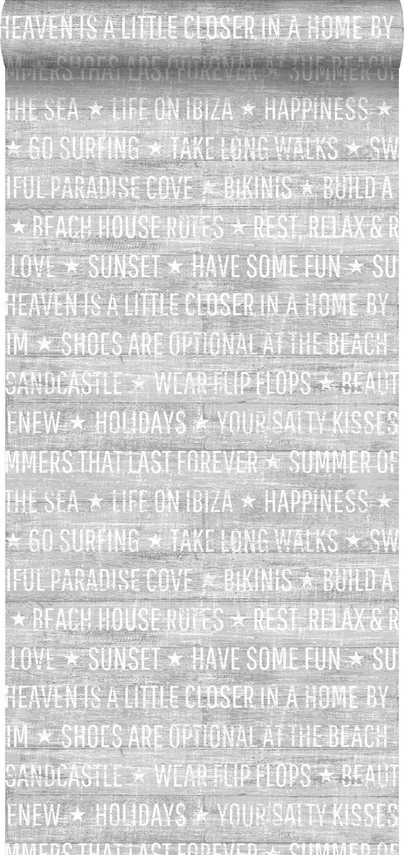 Esta Home behang zomerse quotes grijs - 148638 - 53 x 1005 cm