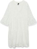 VERO MODA VMHONEY LACE 3/4 V-NECK TUNIC WVN GA Jurk Dames XL Katoen/Polyamide Wit