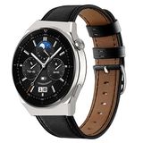 Strap-it Pro 46mm bandje leer - strak-zwart - Geschikt voor Huawei Watch GT 3