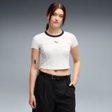 PUMA Wardrobe Essentials Babyshirt met ribbels voor Dames, Wit, Maat XS